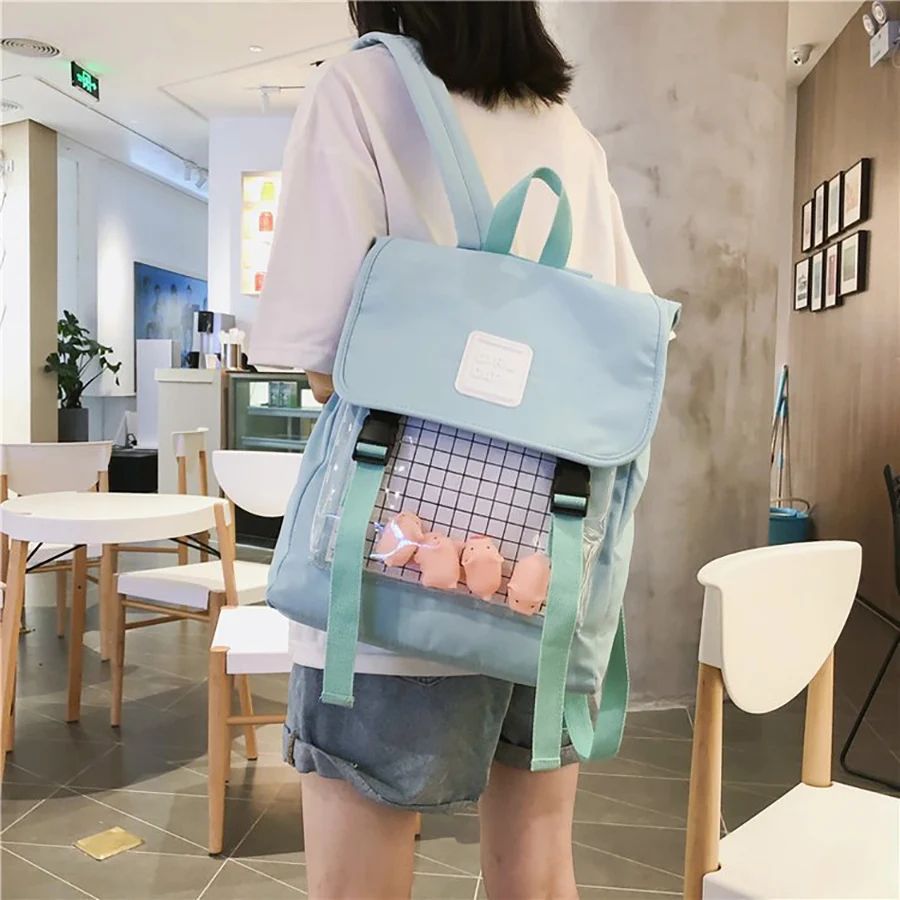 Harajuku водонепроницаемый прозрачный рюкзак из ткани Оксфорд для женщин повседневные рюкзаки Mochila Feminina Sac A Dos школьные сумки