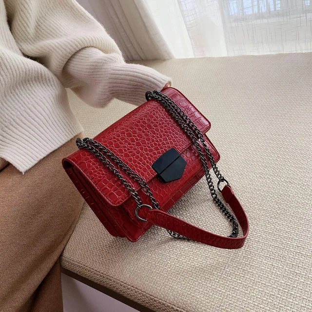 YOJESSY Retro small bag women spring and summer new wave wild crocodile pattern fashion chain messenger | Багаж и сумки