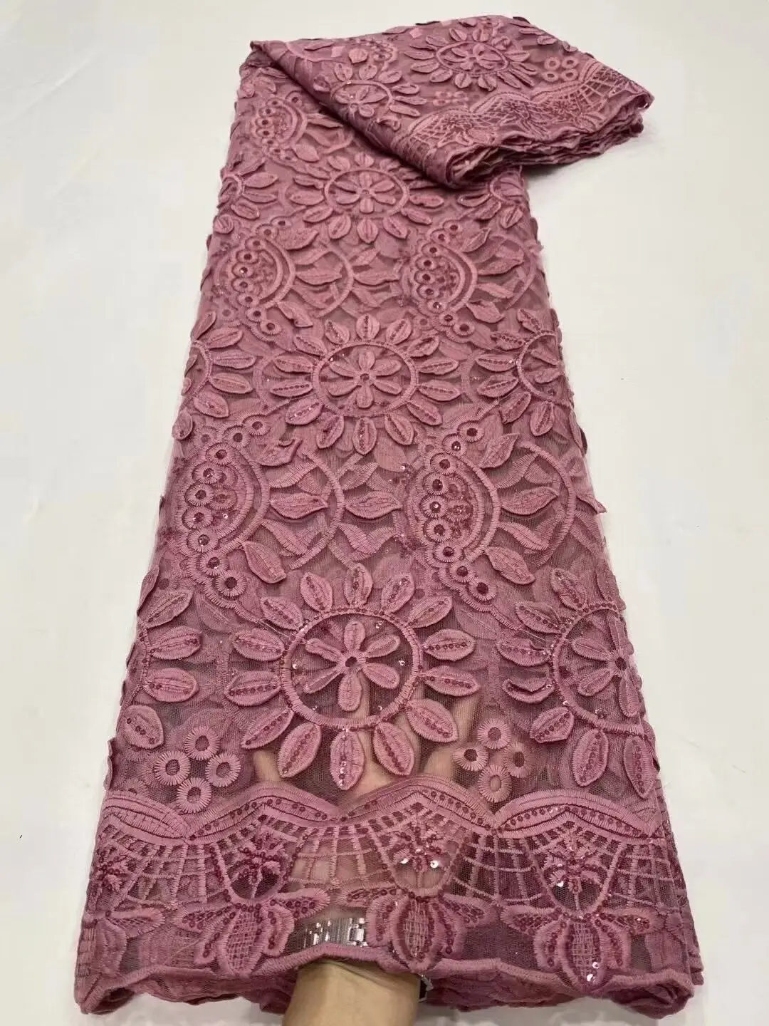 

Elegant Soft African Lace Fabric 5 Yards High Quality French Tulle Lace Nigerian Wedding Party Asoebi Dress Sewing Material