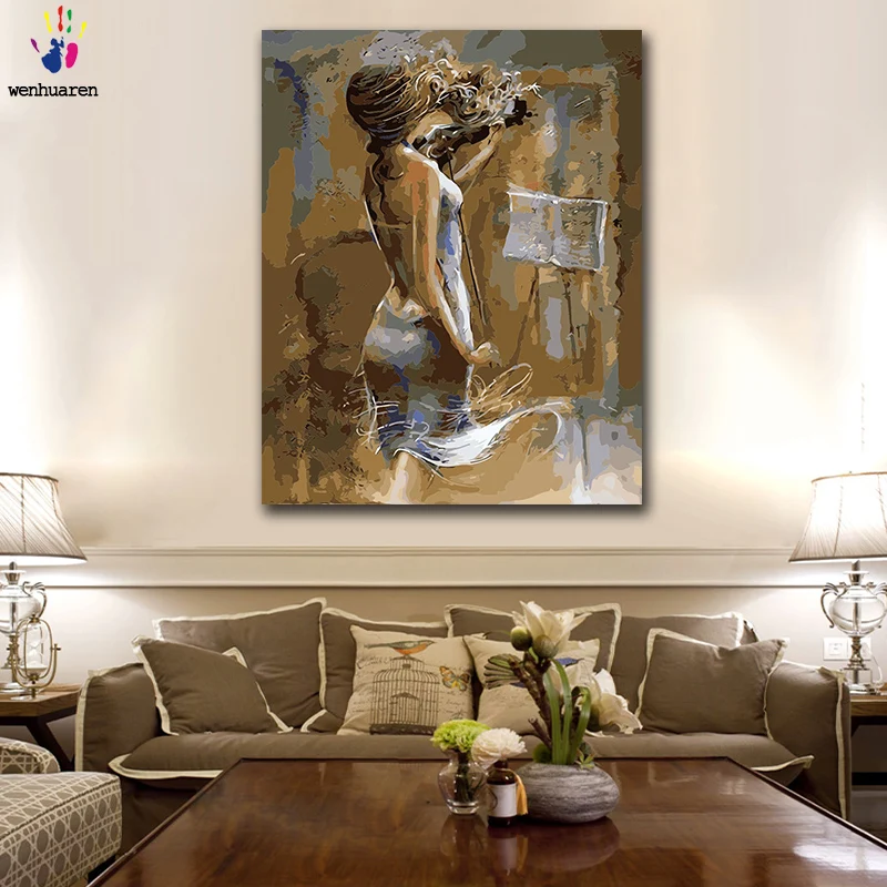 DIY картинки для раскраски по номерам с цветами Женщина играющая на скрипике