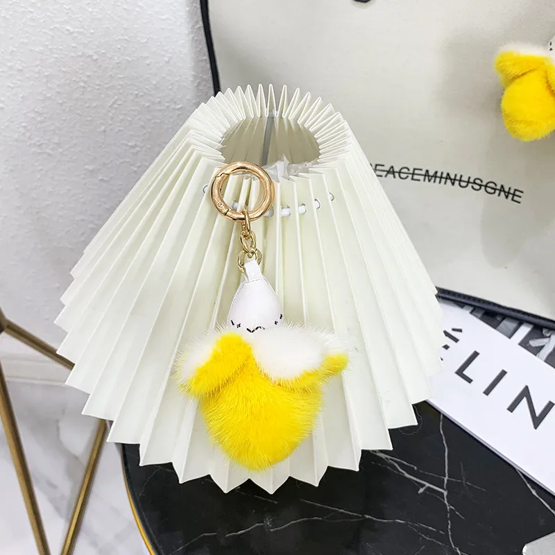 Женская сумка с подвесками из натурального меха норки брелок мини-банан милый