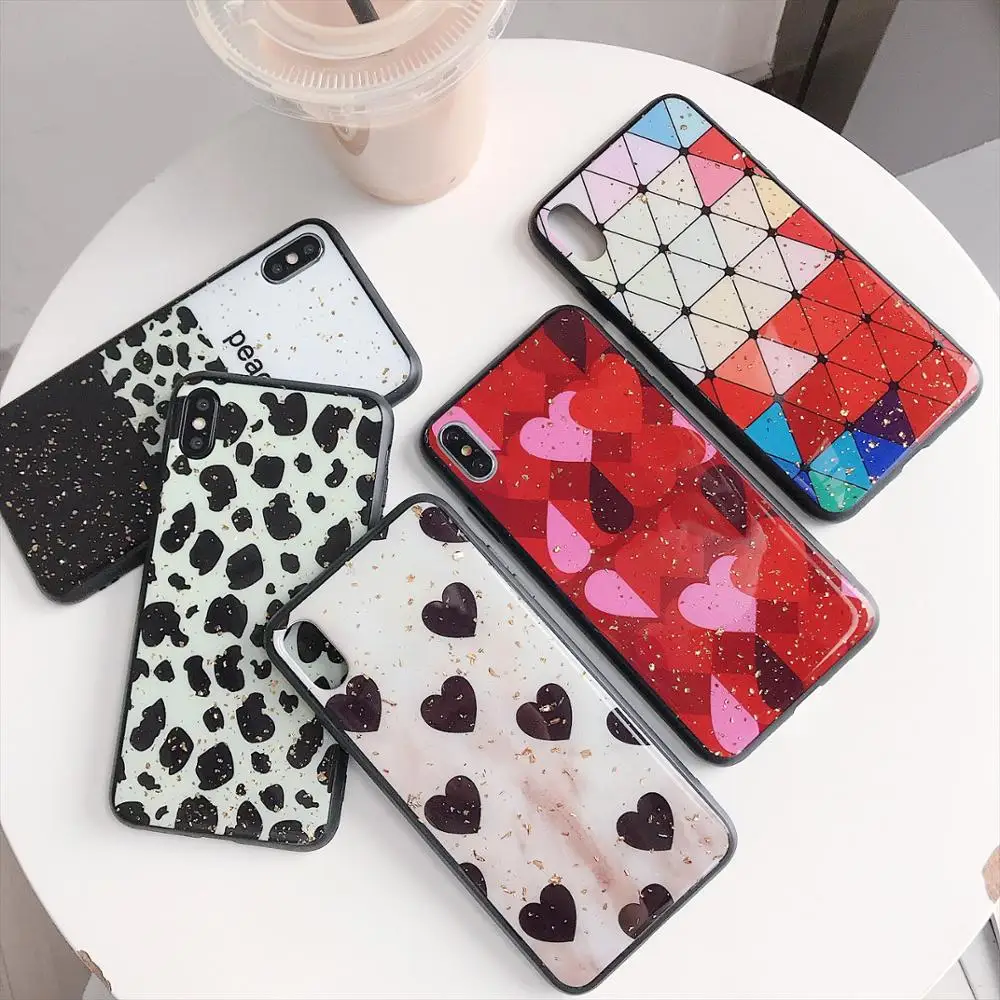 Роскошные модные чехлы для iPhone 11 Pro Max X XS XR чехол 6 6s 7 8 Pluss с золотой фольгой