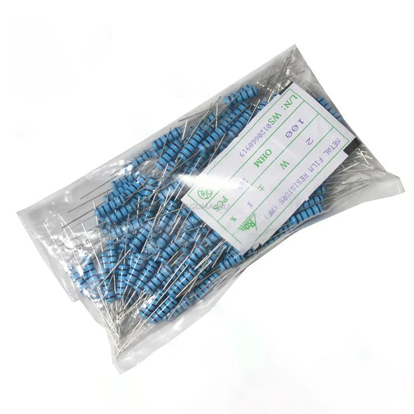 Металлический пленочный резистор 20 шт. 5 цветов кольцо 1% 1R - 1M 22R 47R 100R 220R 470R 1K 10K 22K 100K