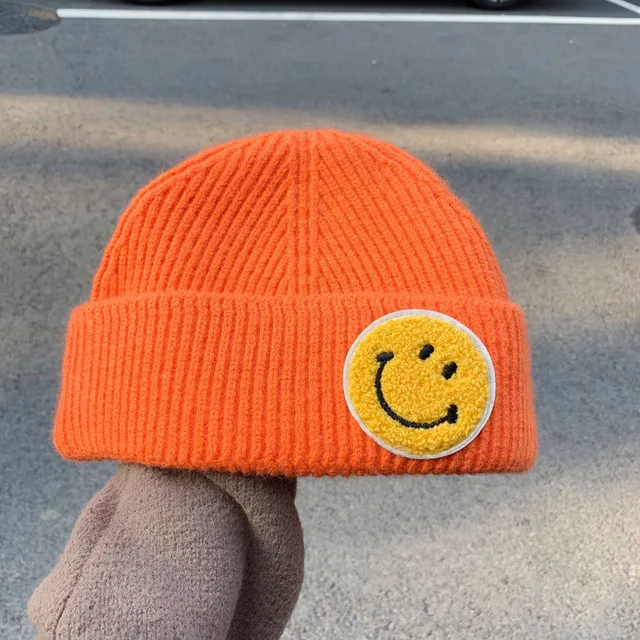 Winter  Women Smiling Hat Beanie Smiley Knitted Woolen Hat Smilely face cap colorful 6