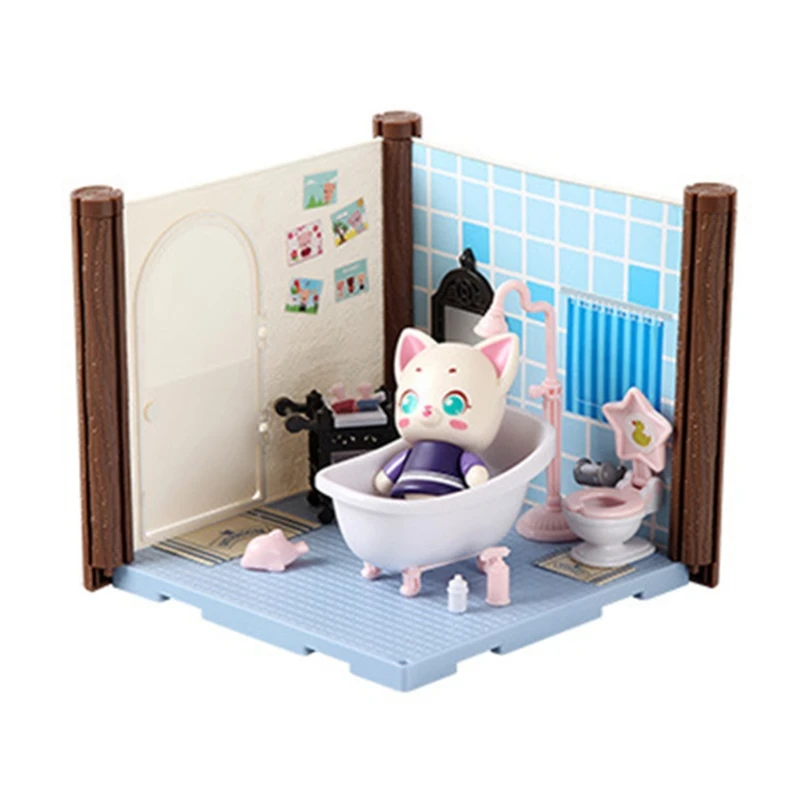 

Simulation House Kitchen Living Room Bedroom Bathroom Set Children Pretend Play Toy for Kids Girls
