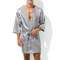 men hooded robe silk satin night gown sleep bathrobe matching couple party groom robes pajama sleepwear breathable loungewear