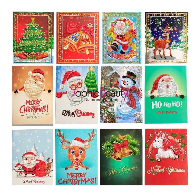 

Бриллиантовый рисунок Рождество открытки DIY карты Алмазная мозаика мультфильм Мини Санта Клаус рождественские бумажные карты ремесло пода...