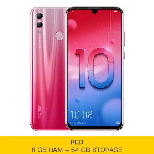 6GB 64GB Red Смартфон Honor 10 Lite Kirin 710, 4 Гб, 6 ГБ ОЗУ, 64 ГБ, 128 Гб ПЗУ, экран 6,21 дюйма, Android 9, четыре ядра, 3 камеры, мобильный телефон - Цвет: 6GB 64GB Red
