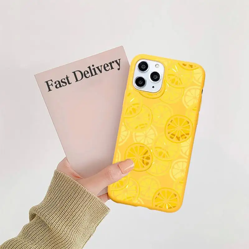 

Lemon Fruit DIY Painted Beautiful Phone Case Candy Color Yellow for iPhone 11 12 pro XS MAX 8 7 6 6S Plus X 5S SE 2020 XR