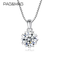 pagmag 925 sterling silver 1ct f color moissanite vvs engagement elegant statement pendant necklace for women anniversary