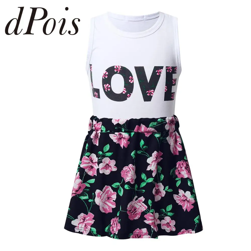 Летняя детская одежда для девочек 2 шт. топ без рукавов с надписью LOVE и шифоновая