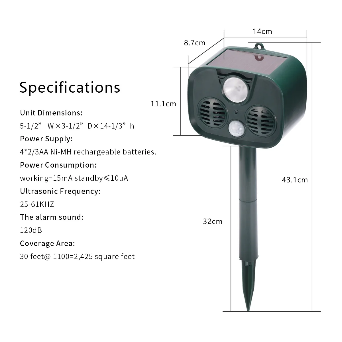 

Ultrasonic dog repeller solar animal repeller outdoor wild boar repellent anti-intrusion alarm