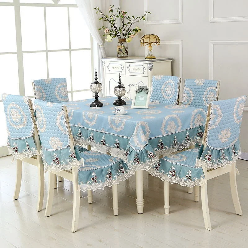 

Linen Tablecloth Chair Cushion Set European Chinese Style Big Flower New Style Tablecloth Table and Chair Cover Chair Cover