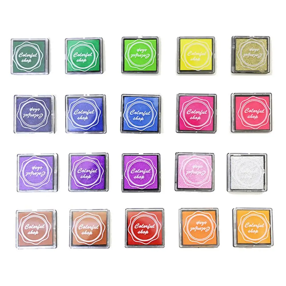 

20Pcs Colorful Rubber Stamp Ink Pads DIY Craft Fabric Wood Scrapbooking Kids Toy