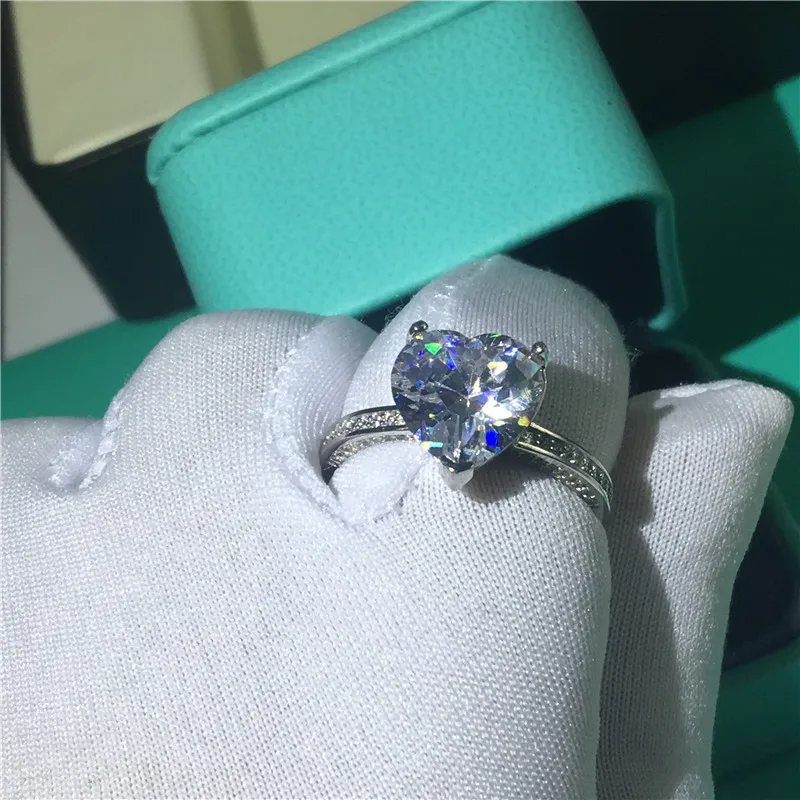 Choucong классический кулон в форме сердца кольцо из стерлингового серебра 925 пробы