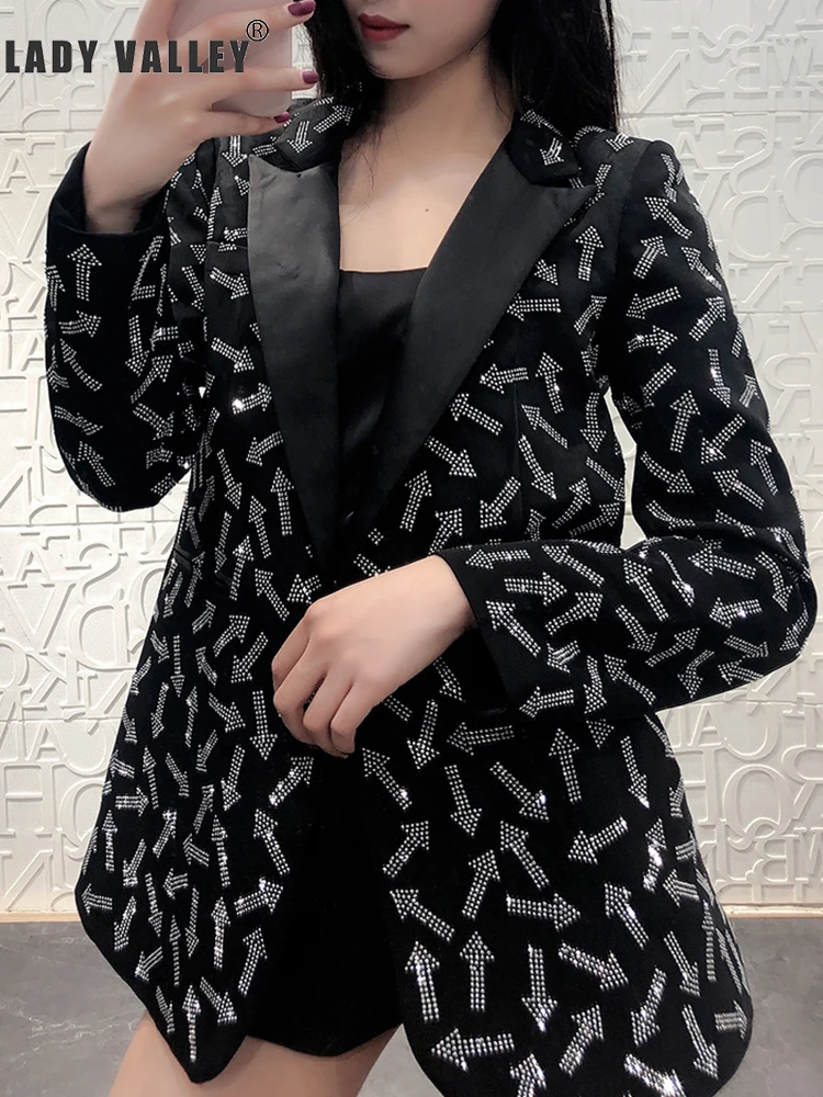 Тяжелые ремесла Стразы стрелка Узор костюм куртка женская весна одна Пряжка