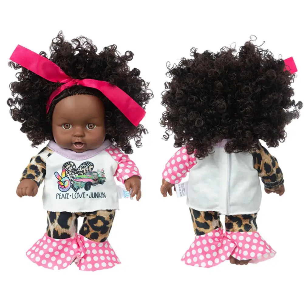 

Black Doll 8 In Realistic African Doll Vinyl Baby Dolls With Clothes And Headband Washable Toddlers Dolls Can Sit And Lie Do