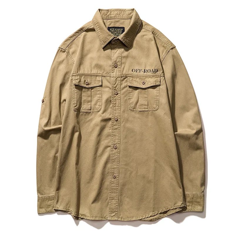 Мужская Повседневная рубашка дышащая хлопковая в стиле милитари с множеством