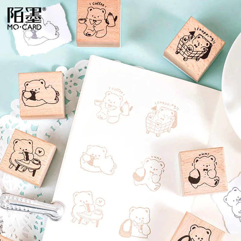 

Cute Cartoon Bear Worker Series Decoration Stamp Wooden Rubber Stamps Scrapbooking Stationery DIY Craft Standard Seal