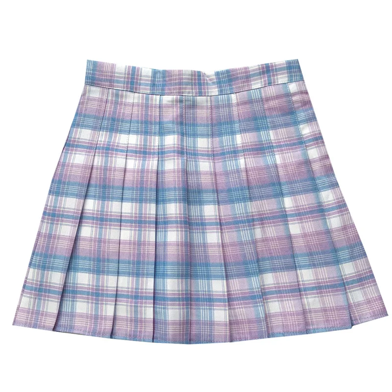 

2021 Summer New Fashion All-Match Fresh Color-Contrast Check High Waist Slimming Skirt Short Skirt A- Line Skirt for Women