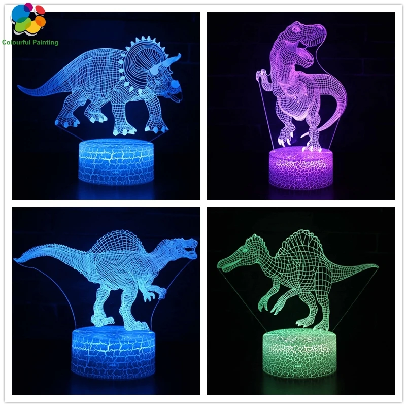 Динозавр дистанционного управления 3D свет светодиодный трещины база Иллюзия