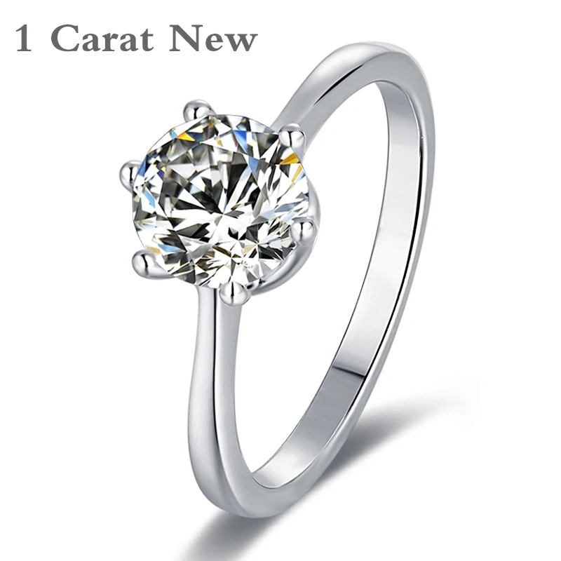 

1ct Moissanite Rings For Women 925 Sterling Silver Ring D Color VVS1 Diamond Test Passed Jewelry Wedding Engagement Bride Gift