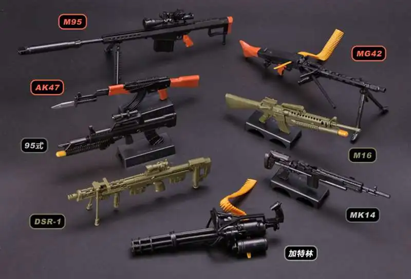 8 коробок/комплект сборный пластиковый пистолет Модель 1: 6 пулемет MG42 M16A1 винтовка