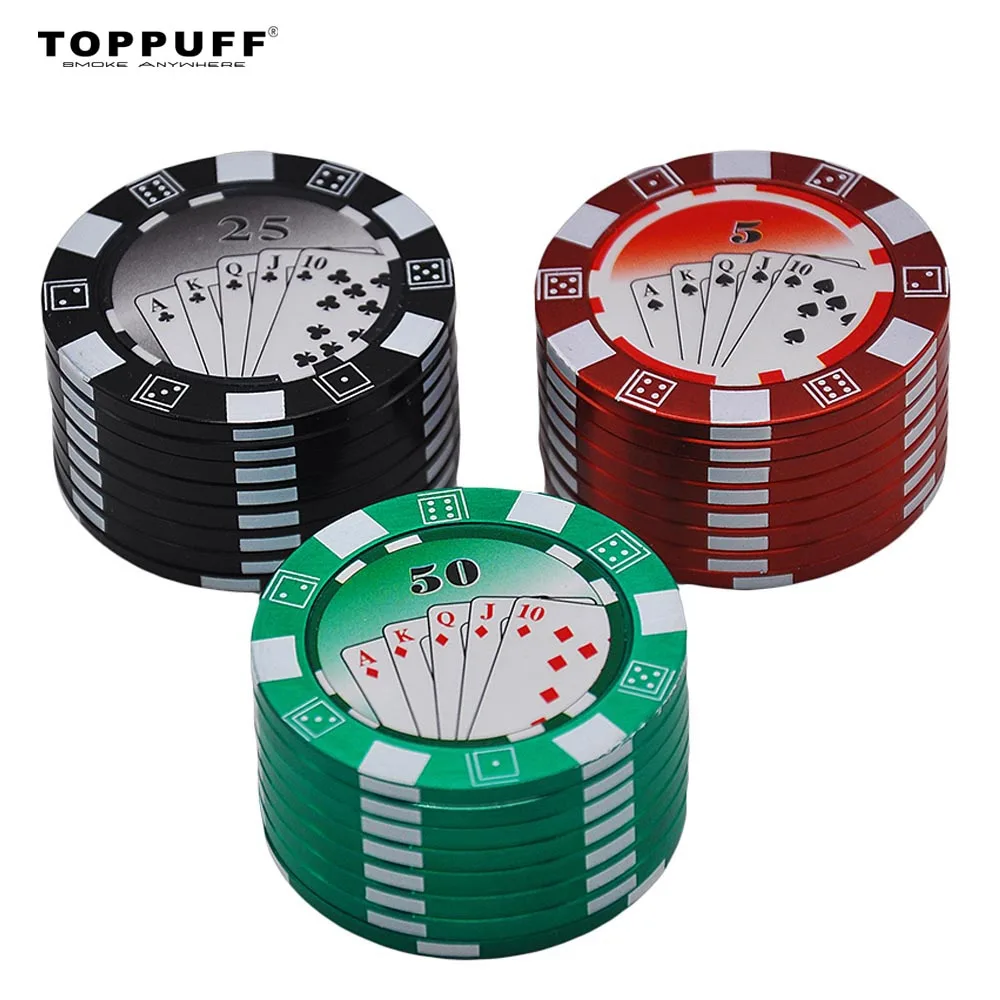 Poker Chip Herb Grinder 49 мм 3 слоя цинковый сплав зубы акулы металлический измельчитель