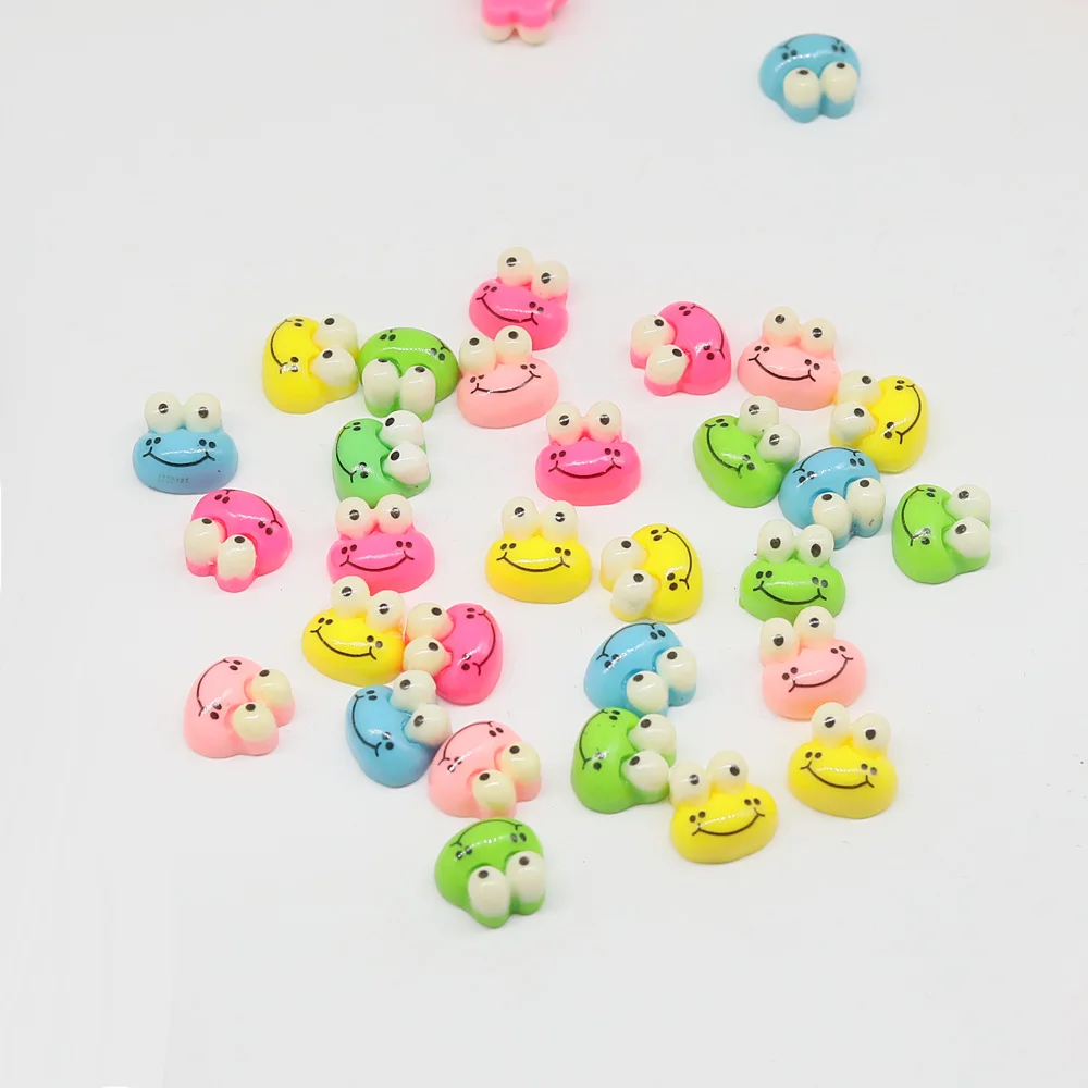 200 шт. смайлик смешанные Цвет лягушка Голова Маленькое Kawaii резиновые кабошоны из