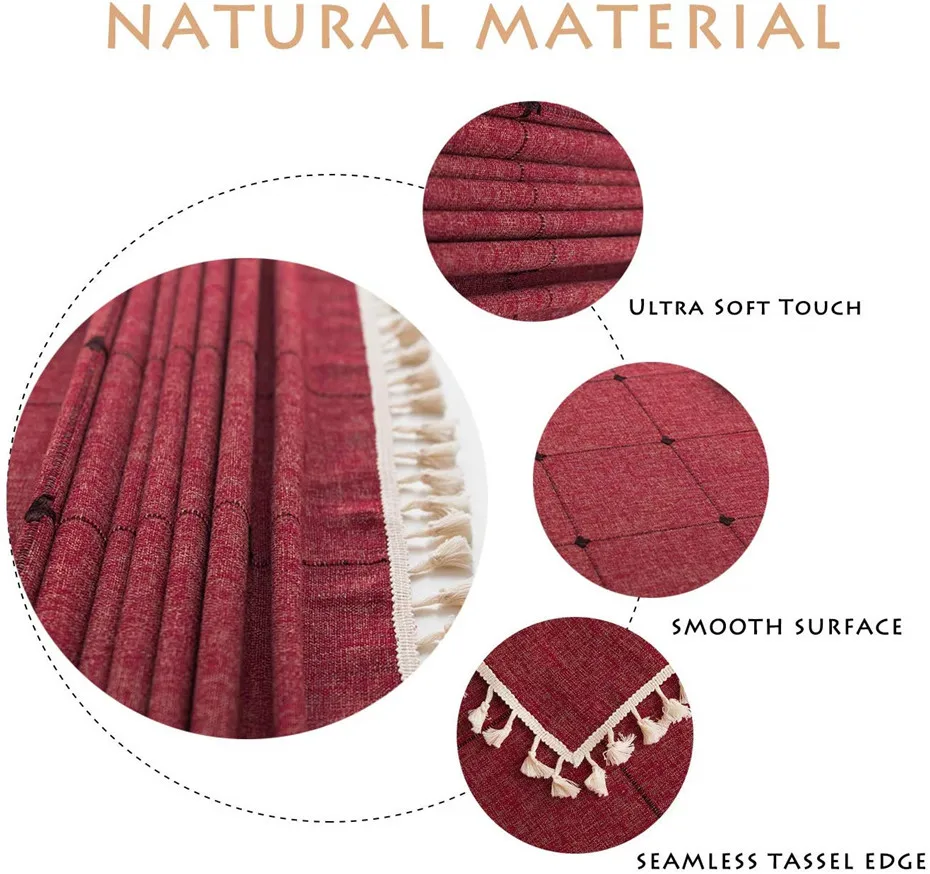 Моющаяся хлопчатобумажная льняная однотонная скатерть с вышивкой квадратная