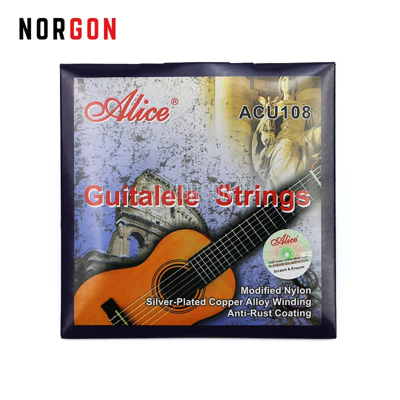 Alice Guitalele Струны для 2"-30" посеребренные части и аксессуары из медного сплава модифицированный черный и белый нейлон 6 струн