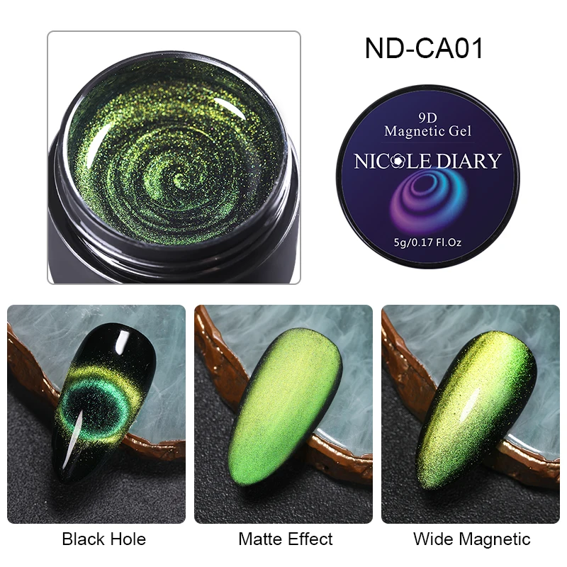 9D-ND-CA01 NICOLE DIARY 9D кошачий глаз УФ-гель замачиваемый Гель-лак для нейл-арта Магнитный лазер Сияющий лак для ногтей 5 мл Полупостоянный Гель-лак - Цвет: 9D-ND-CA01