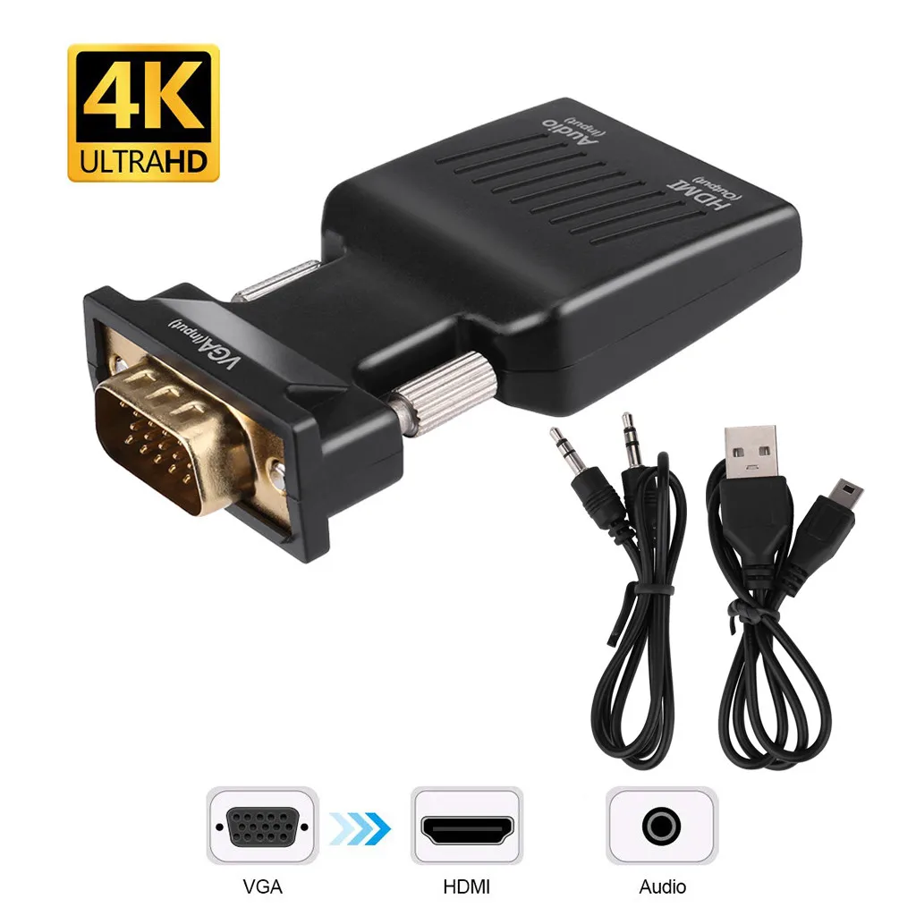 HDMI в VGA адаптер 1080P папа Famale конвертер видео аудио цифровой аналоговый для ПК