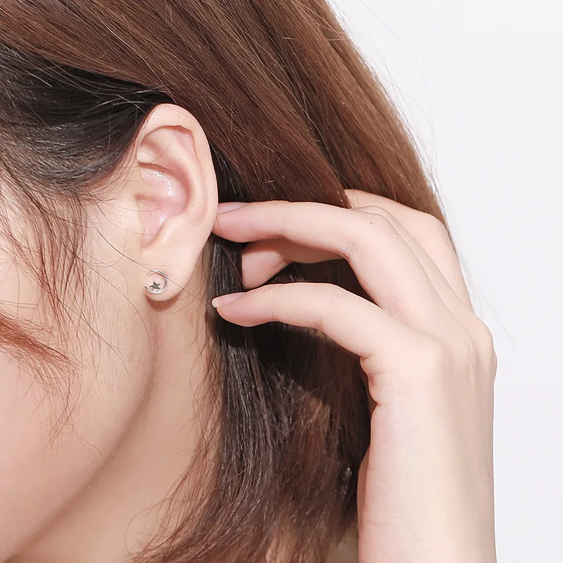 Романтические серьги со звездой и луной женские подарки металлические