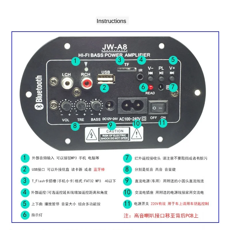 Автомобильный Bluetooth усилитель сабвуфера высокой мощности Плата усилителя USB