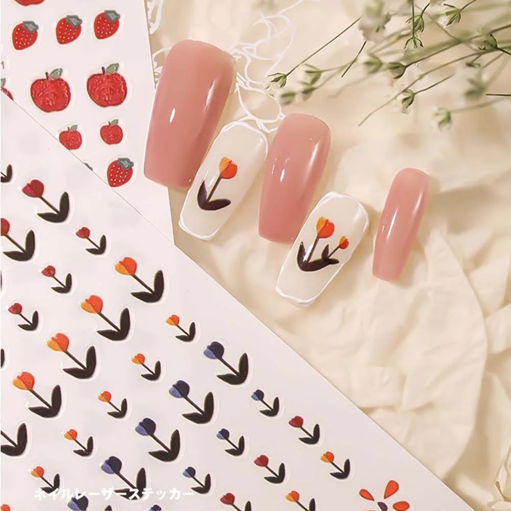 

1Sheet Nail Art Stickers Cartoon Bear Stickers Japanese Ins Wind Cherry Adhesive Stickers Nail Decoration Cute