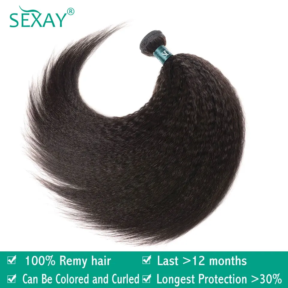 

Sexay Kinky Straight Hair 3 Bundles 30Inch Perm Yaki Remy Brazilian Hair Weave Bundles 4 Pcs Coarse Yaki Human Hair Full Bundles