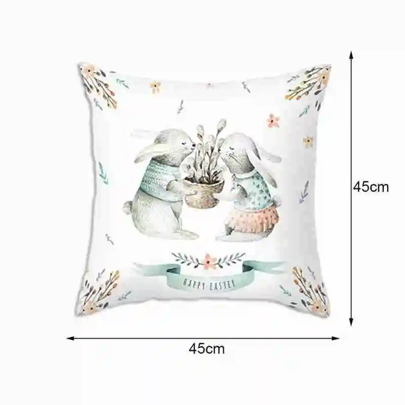 

New Home Festivel Style Flower Rabbit Pillowcase Throw Pillows Polyester Printing Home Decoration Sofa Car Cushion Cover 45*45cm