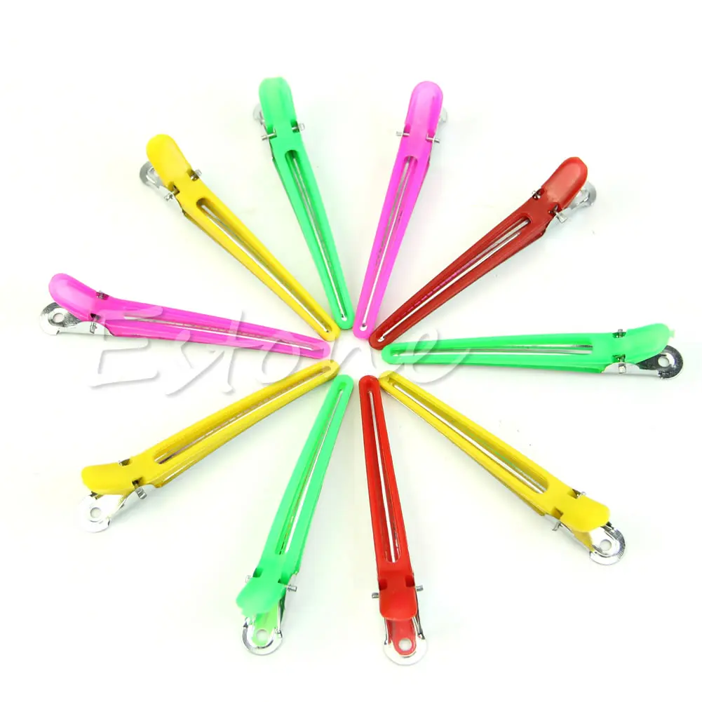 

New 10 Pcs Colorful Hairdressing Sectioning Clips Clamps Hair Salon Styling Grip A0NC