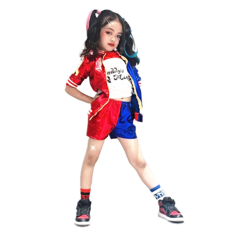 Костюмы Harley косплей самоубийца Harleen Quinzel Kids Girls Quinn отряд футболок жакет Джокера