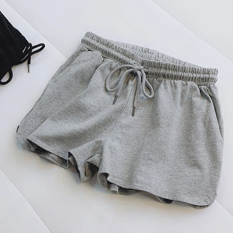 

Women Cotton Elastic Band Waist Sports Shorts Loose Solid Color Comfortable Pants Casual Clothes Blend Everyday Wear Female