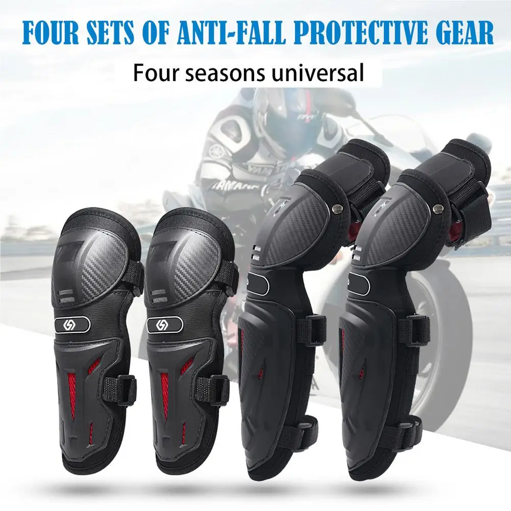 

4PCS Motorcycle Riding Knee Elbow Pads Windproof Anti-fall Riding Knee Pads Warm Leggings Cover Motorcycle Protective Gear