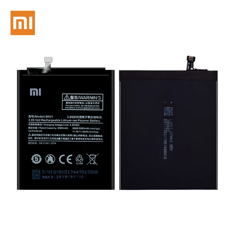 Аккумулятор BN31 для Xiaomi mi 5X mi 5X mi A1 Red mi Note 5A Note5A Pro 3000/3080 мАч настоящий литий-полимерный Акку+ Инструменты