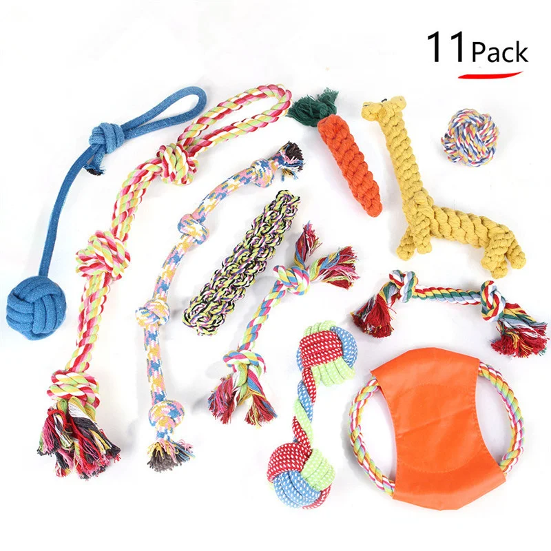 

Dog Toys Chew Puppy Teething Puppy Chew Rope Dog Toy Puppy Small Dog Chew Toys Pack Tug Dog Toy Set Washable Cotton Rope for Dog