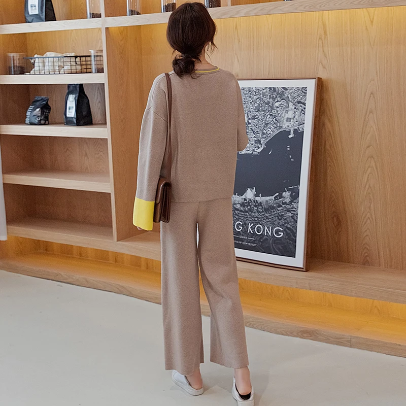 Новинка женский осенне зимний 100% кашемировый шерстяной вязаный теплый костюм