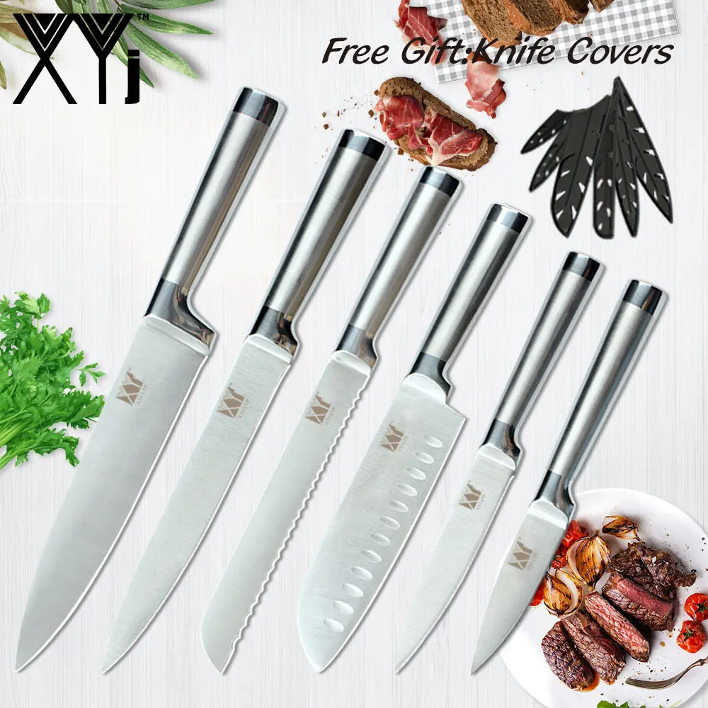 

XYj Kitchen Cooking Knives Stainless Steel Knife Stainless Steel Handle Chef Knife Fruit Vegetable Bread Meat Cooking Tools
