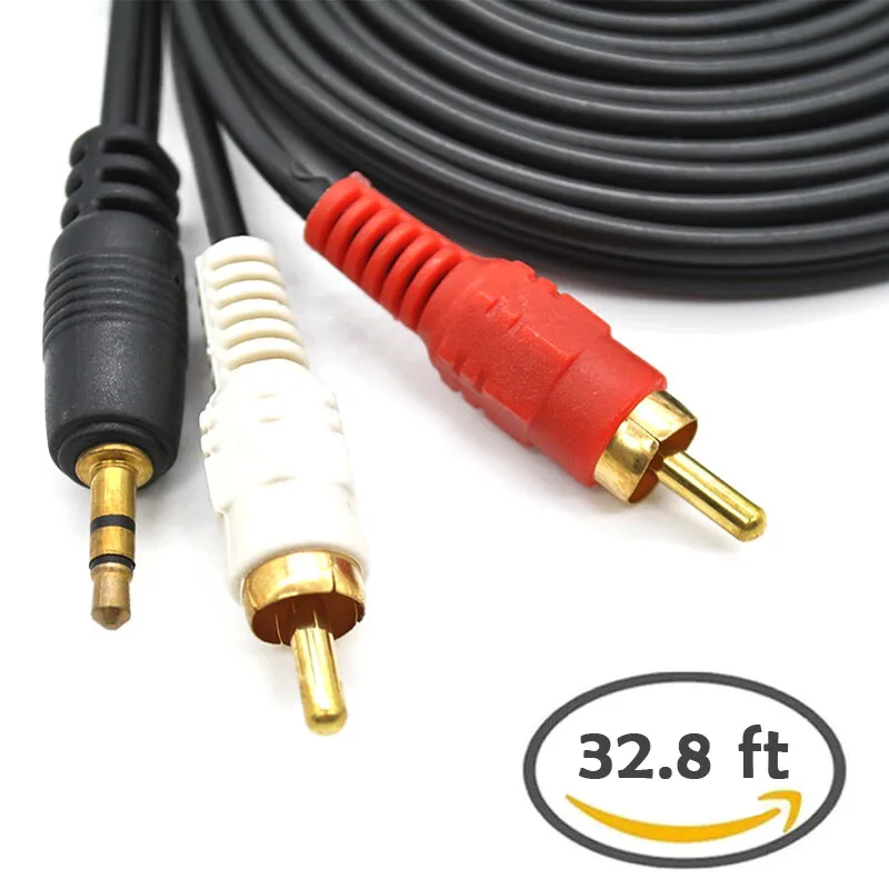 10 м 3,5 мм штекер в AV 2 RCA Мужской стерео музыкальный аудио кабель шнур AUX для Mp3 Pod Телефон ТВ звуковые колонки 1,5 м/3 м/5 м/10 м GV99 - Длина: 10 м