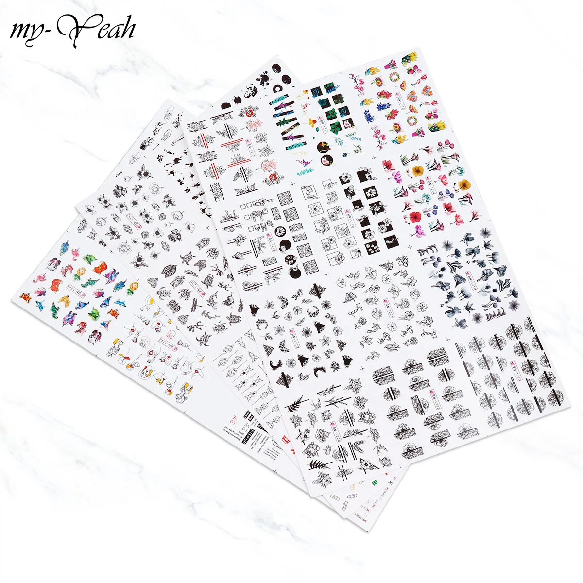 36 стилей/Набор наклеек для дизайна ногтей цветы человеческое лицо животный