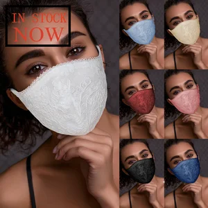 Fashion Adult Exquisite Lace Flowers Washable Reusable Face Mask Mouth Masks Windproof Mouth-muffle Mascarilla Reutilizable
