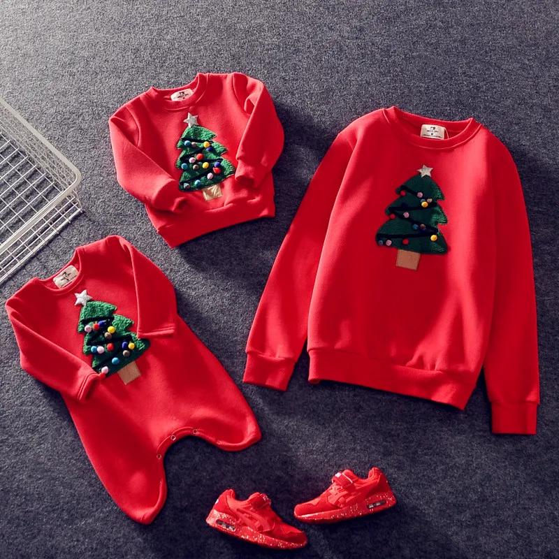 Одежда для семьи коллекция 2019 года Детские рубашки с рождественской елкой Мама и